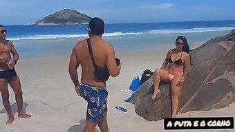 A Steamy Beach Encounter Between Two Black Individuals Following A Photo Session