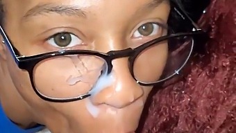 African-American Woman Gets A Facial Cumshot