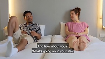 Step Sister And Step Brother Playfully Spar In A Hotel Room With Pillows